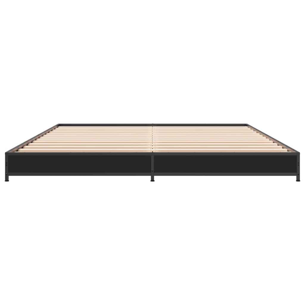 Bed Frame Black 150x200 cm King Size Engineered Wood and Metal