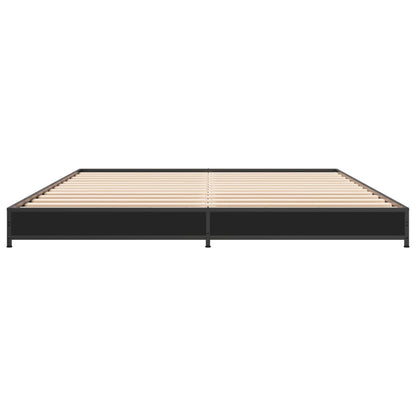 Bed Frame Black 150x200 cm King Size Engineered Wood and Metal