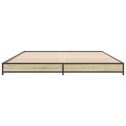 Bed Frame Sonoma Oak 150x200 cm King Size Engineered Wood and Metal