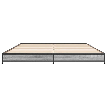 Bed Frame Grey Sonoma 150x200 cm King Size Engineered Wood and Metal