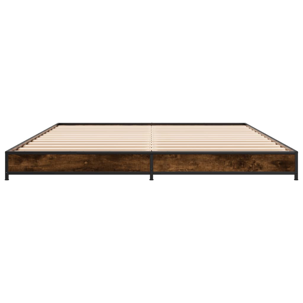 Bed Frame Smoked Oak 140x200 cm Engineered Wood and Metal