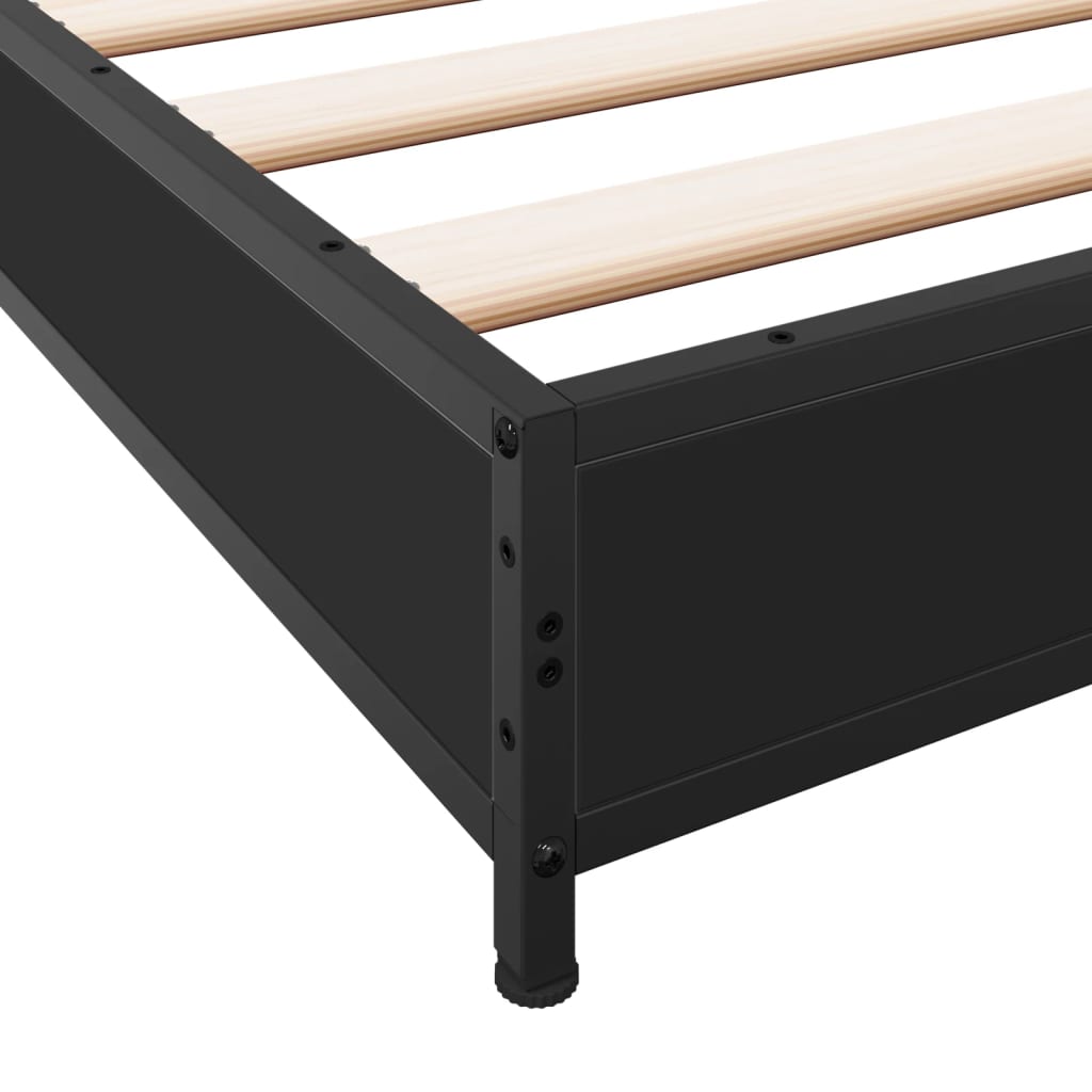 Bed Frame Black 120x200 cm Engineered Wood and Metal