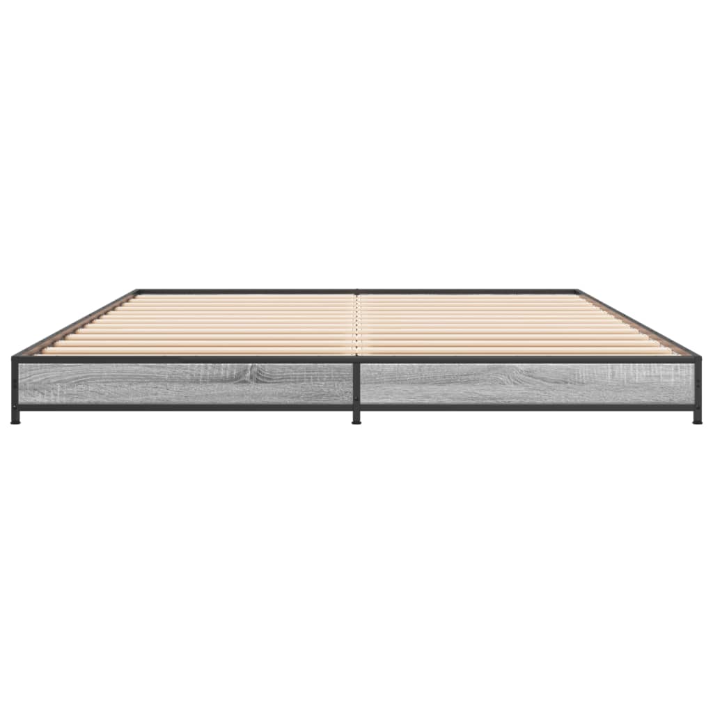 Bed Frame Grey Sonoma 120x200 cm Engineered Wood and Metal