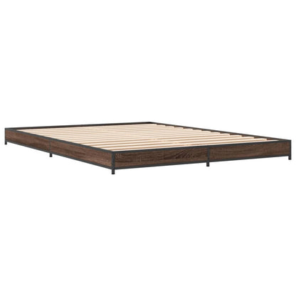 Bed Frame Brown Oak 120x200 cm Engineered Wood and Metal