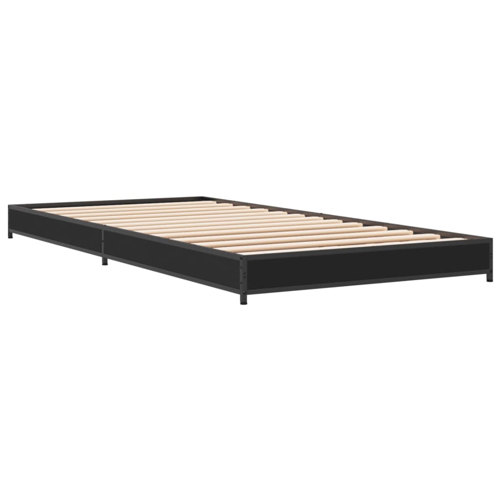 Bed Frame Black 100x200 cm Engineered Wood and Metal