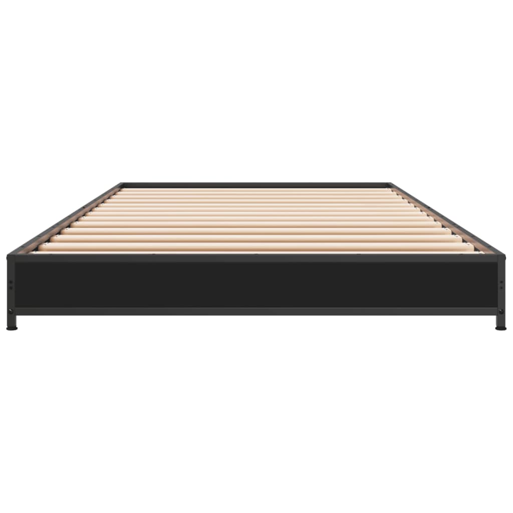 Bed Frame Black 100x200 cm Engineered Wood and Metal