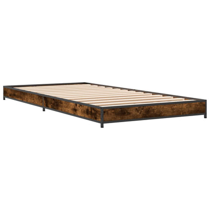 Bed Frame Smoked Oak 100x200 cm Engineered Wood and Metal