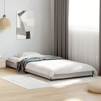 Bed Frame Grey Sonoma 100x200 cm Engineered Wood and Metal