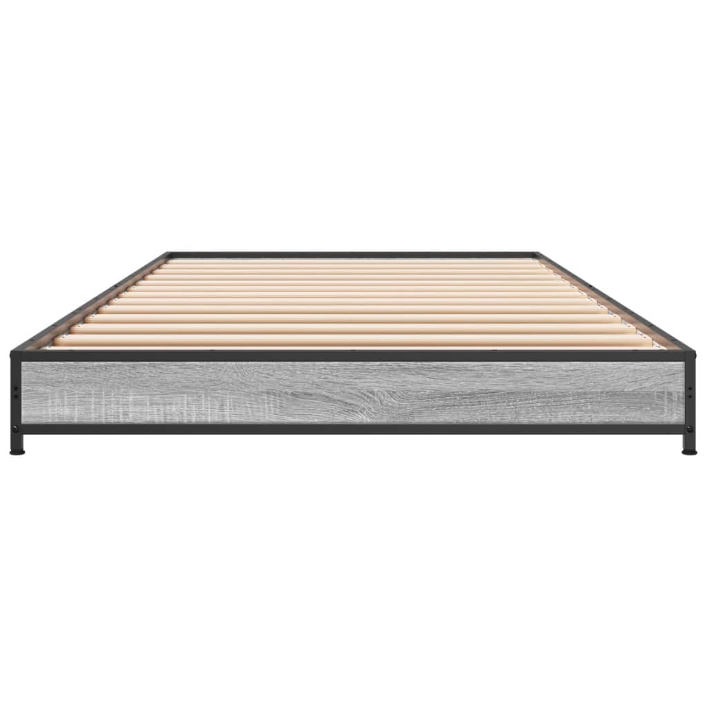 Bed Frame Grey Sonoma 100x200 cm Engineered Wood and Metal