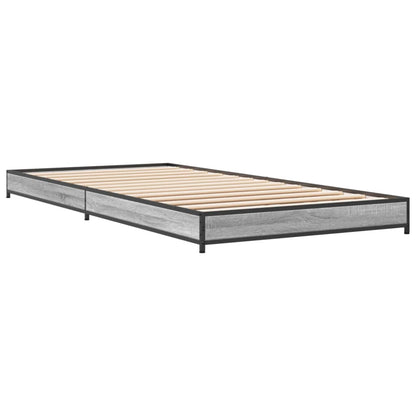 Bed Frame Grey Sonoma 100x200 cm Engineered Wood and Metal