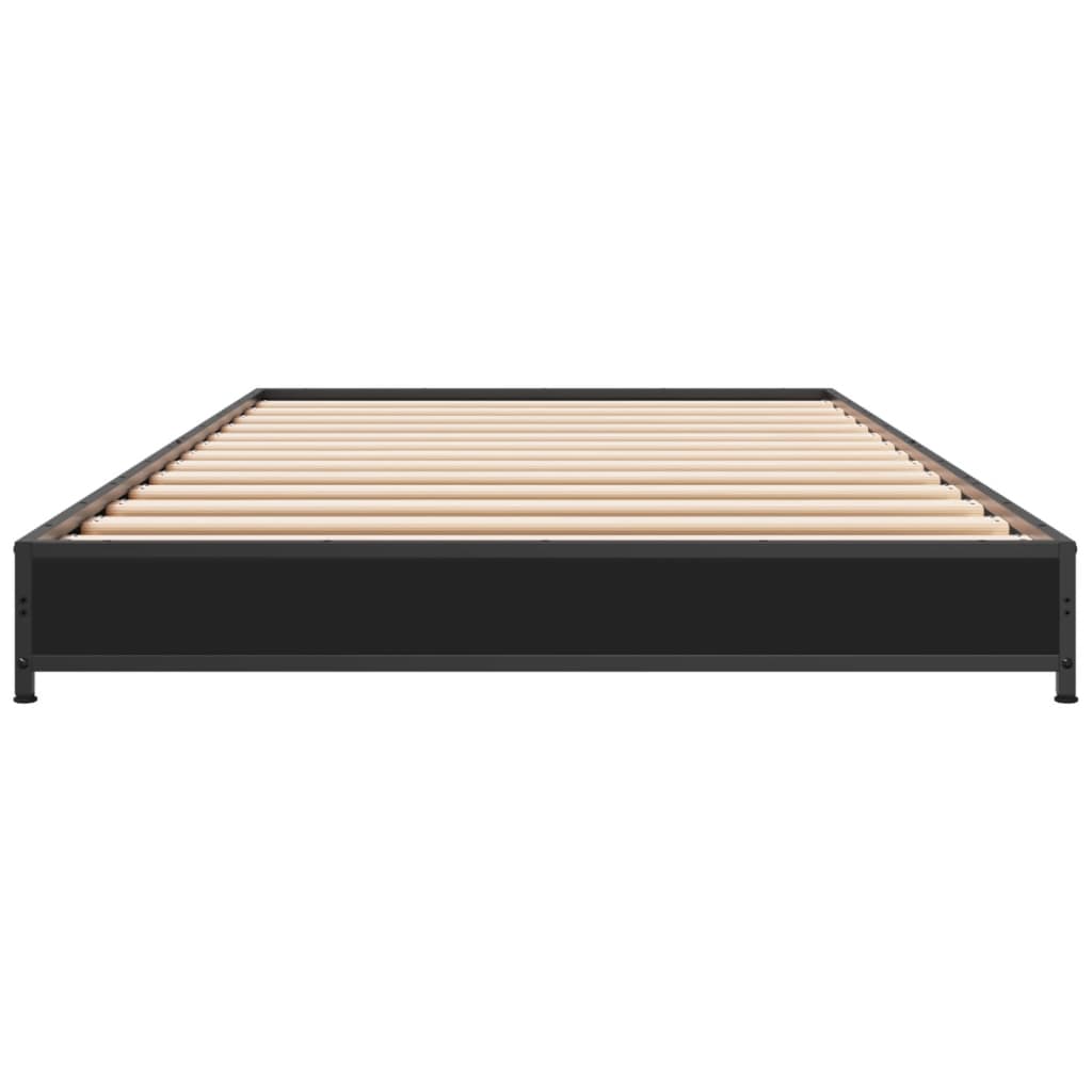 Bed Frame Black 90x200 cm Engineered Wood and Metal