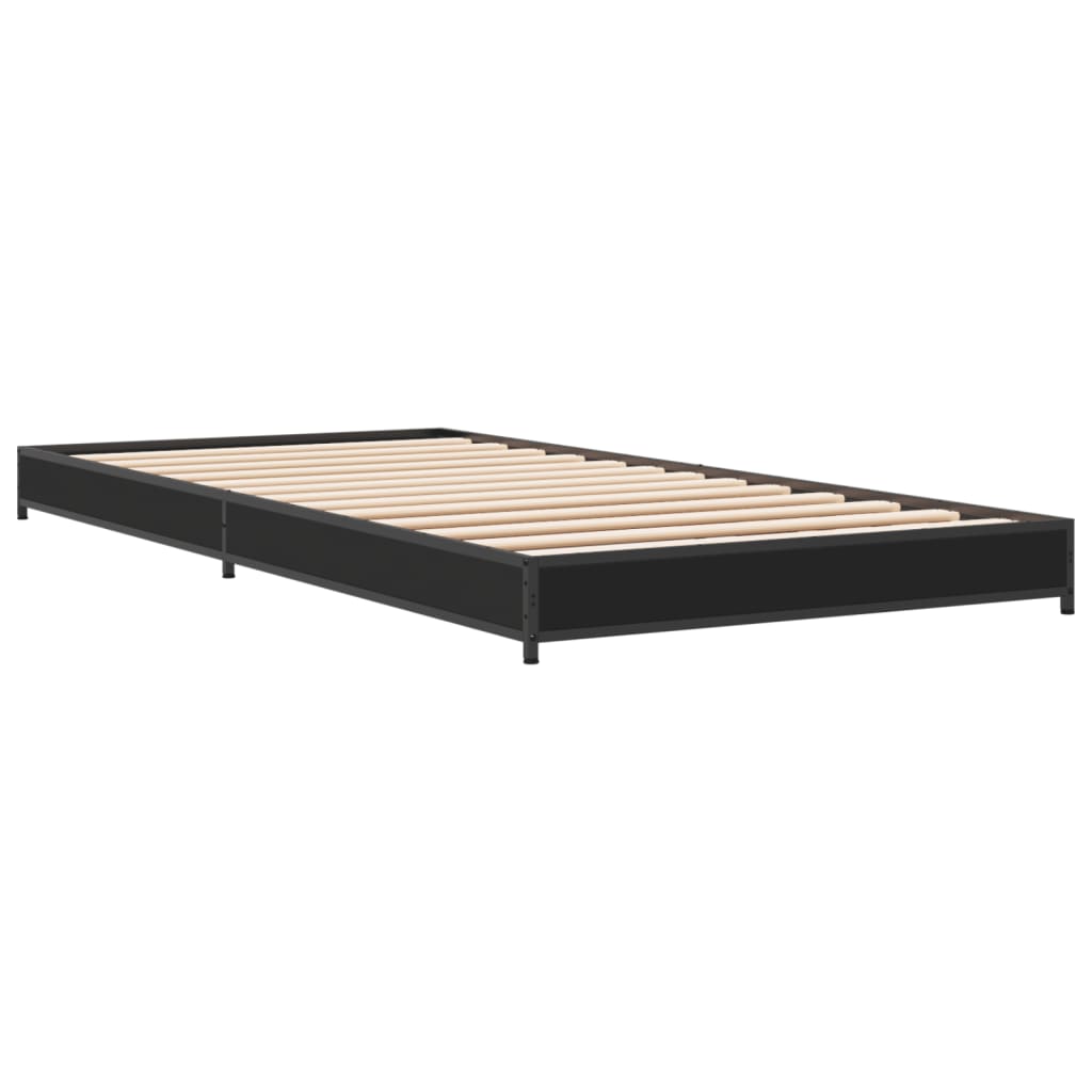 Bed Frame Black 90x200 cm Engineered Wood and Metal