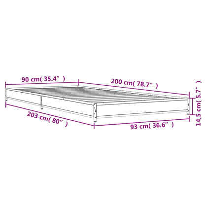 Bed Frame Black 90x200 cm Engineered Wood and Metal