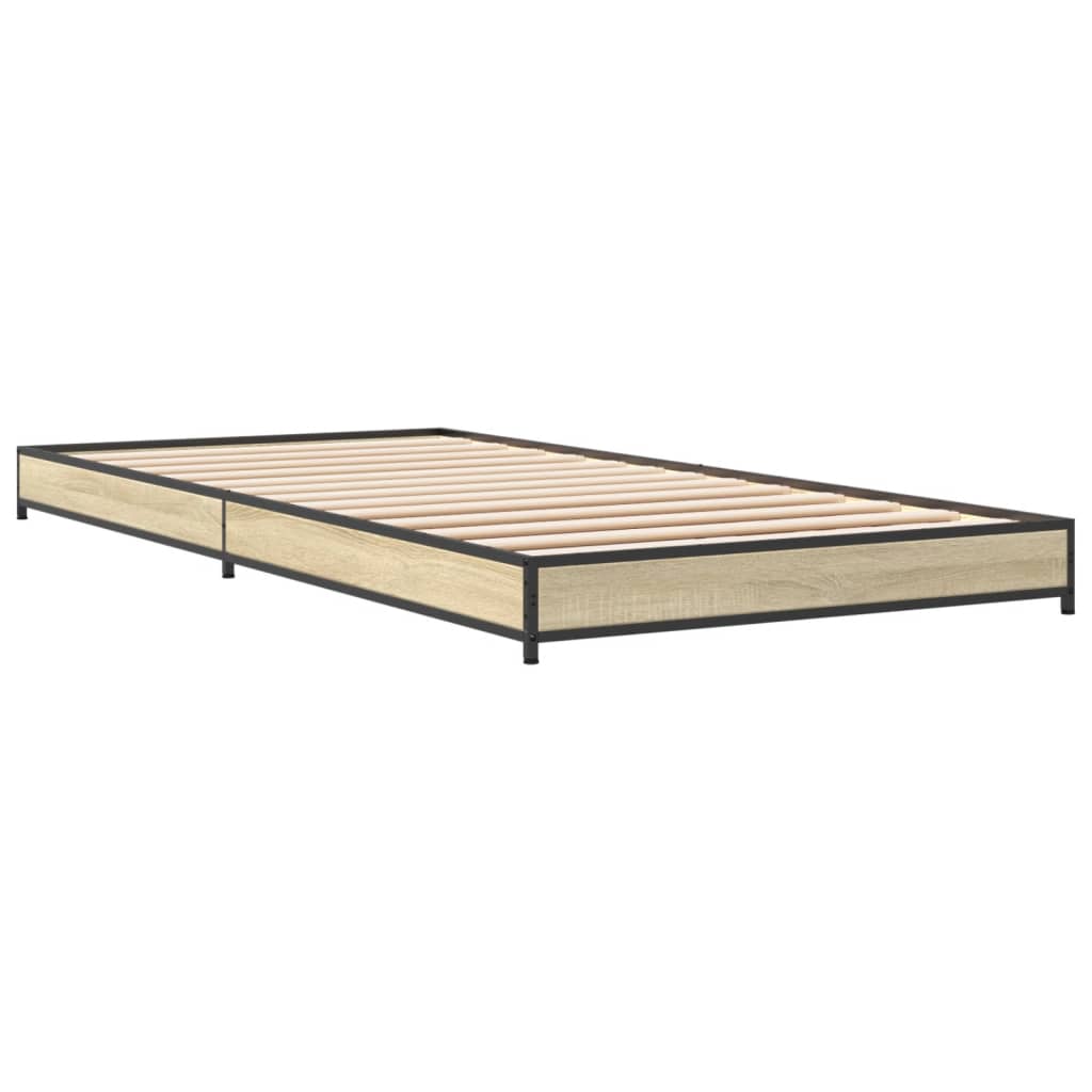 Bed Frame Sonoma Oak 90x200 cm Engineered Wood and Metal