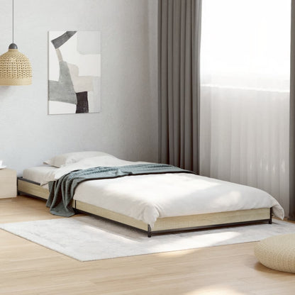 Bed Frame Sonoma Oak 90x200 cm Engineered Wood and Metal