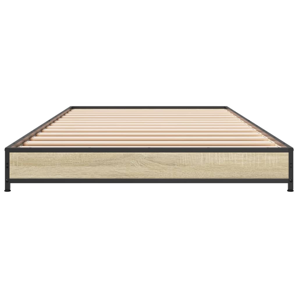 Bed Frame Sonoma Oak 90x200 cm Engineered Wood and Metal