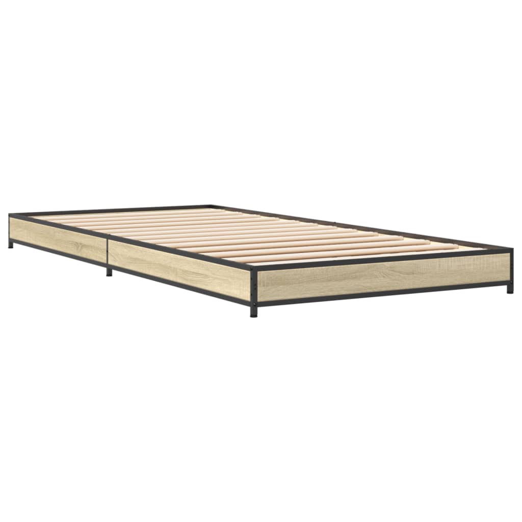 Bed Frame Sonoma Oak 90x200 cm Engineered Wood and Metal