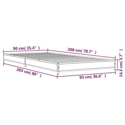 Bed Frame Sonoma Oak 90x200 cm Engineered Wood and Metal