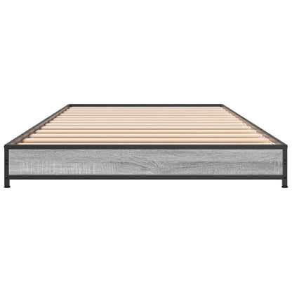 Bed Frame Grey Sonoma 90x200 cm Engineered Wood and Metal