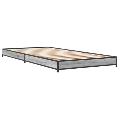 Bed Frame Grey Sonoma 90x200 cm Engineered Wood and Metal