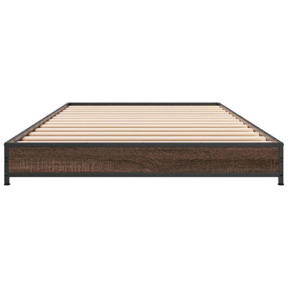 Bed Frame Brown Oak 90x200 cm Engineered Wood and Metal