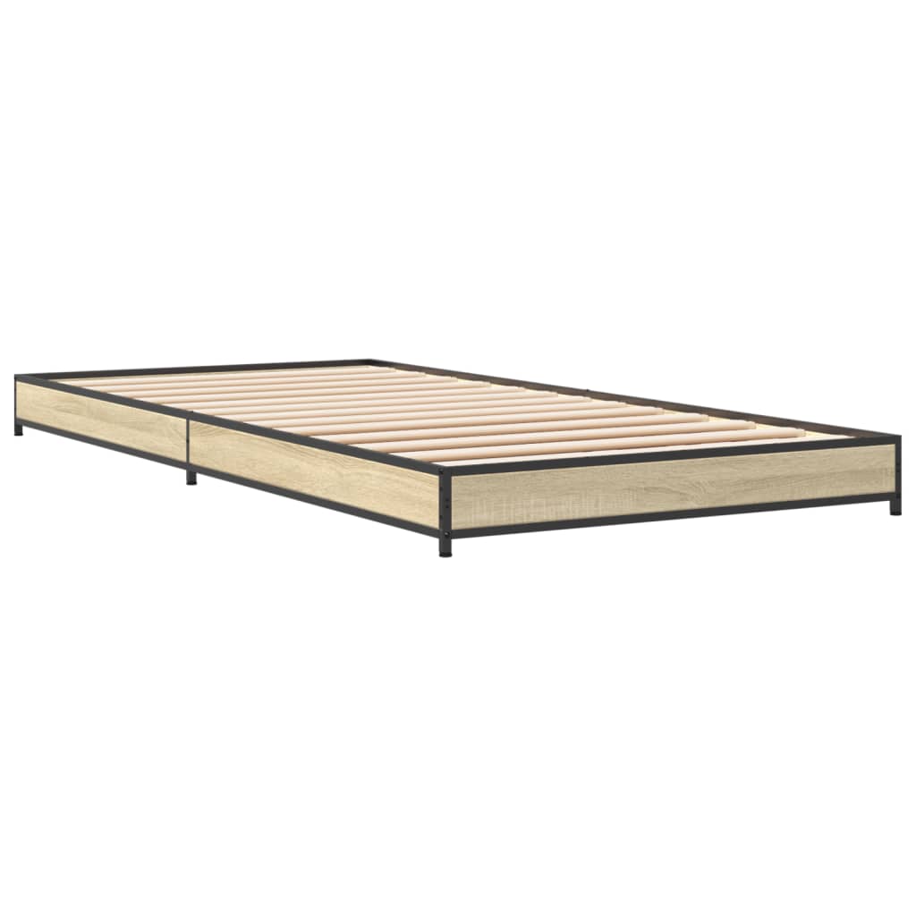 Bed Frame Sonoma Oak 90x190 cm Single Engineered Wood and Metal