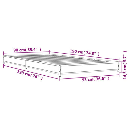 Bed Frame Sonoma Oak 90x190 cm Single Engineered Wood and Metal