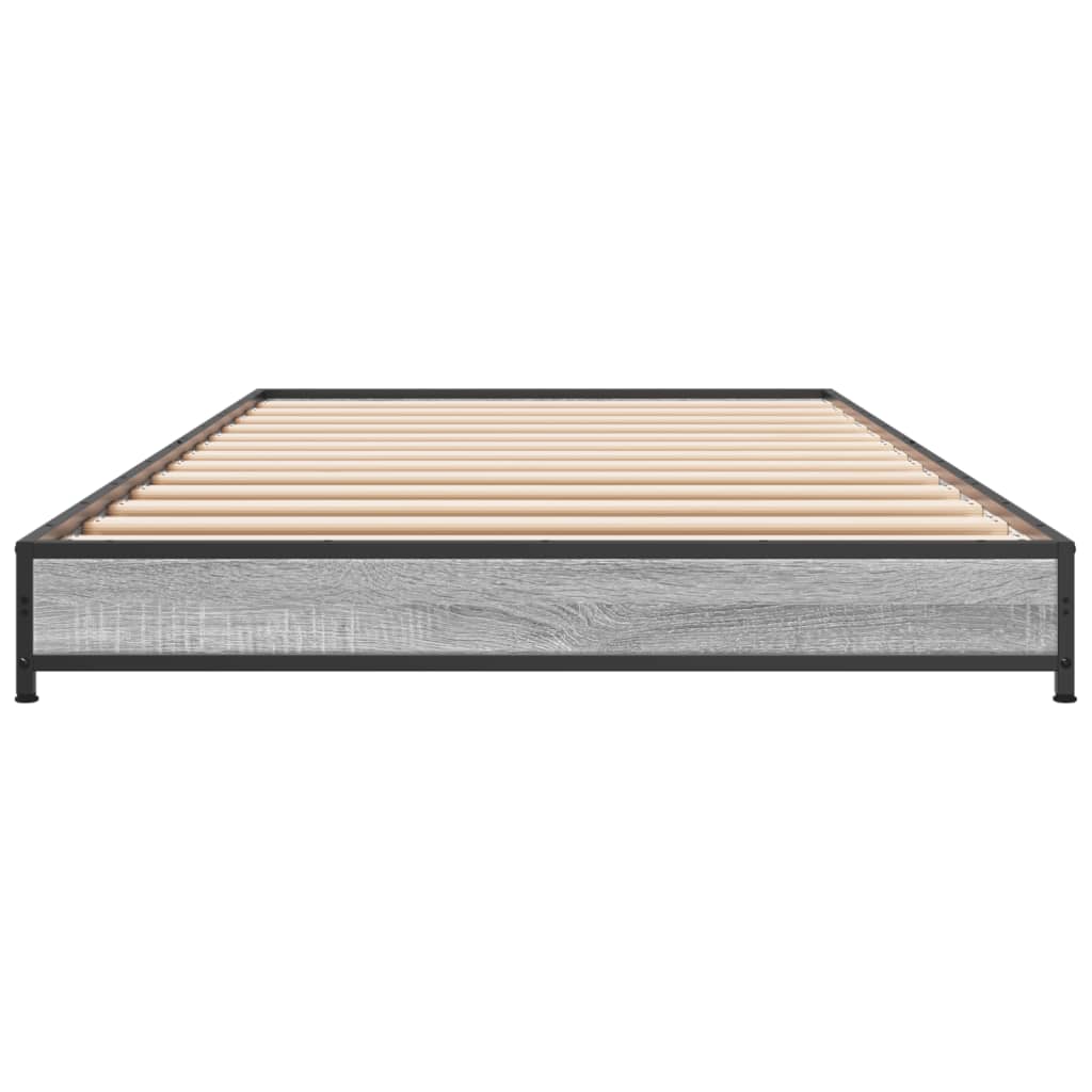 Bed Frame Grey Sonoma 90x190 cm Single Engineered Wood and Metal