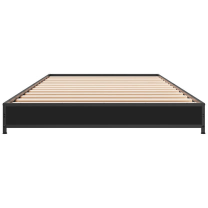 Bed Frame Black 75x190 cm Small Single Engineered Wood and Metal