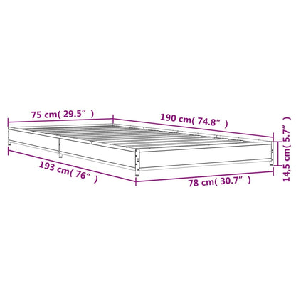 Bed Frame Black 75x190 cm Small Single Engineered Wood and Metal