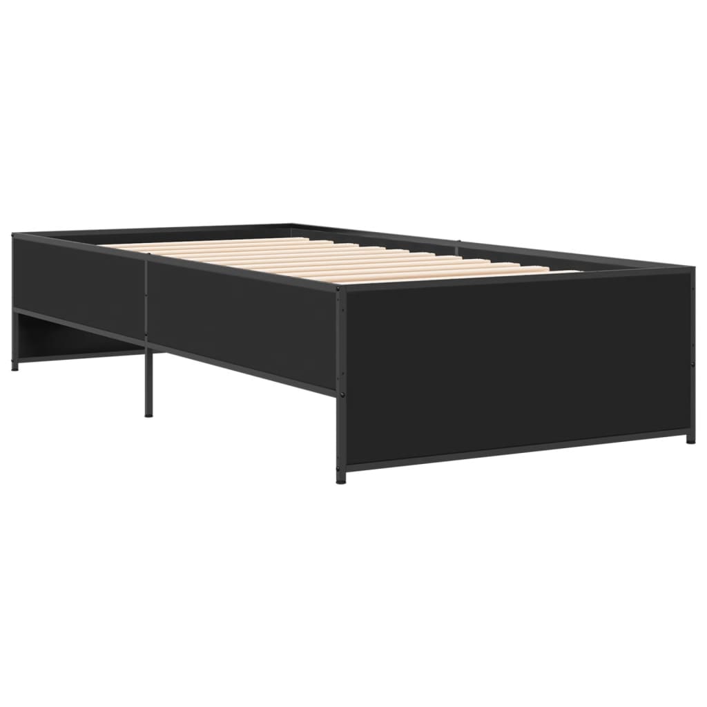 Bed Frame Black 100x200 cm Engineered Wood and Metal