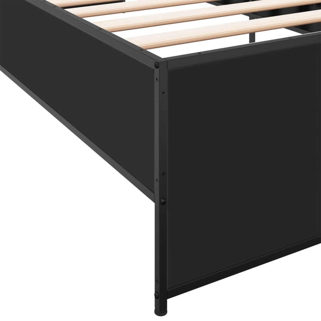 Bed Frame Black 100x200 cm Engineered Wood and Metal