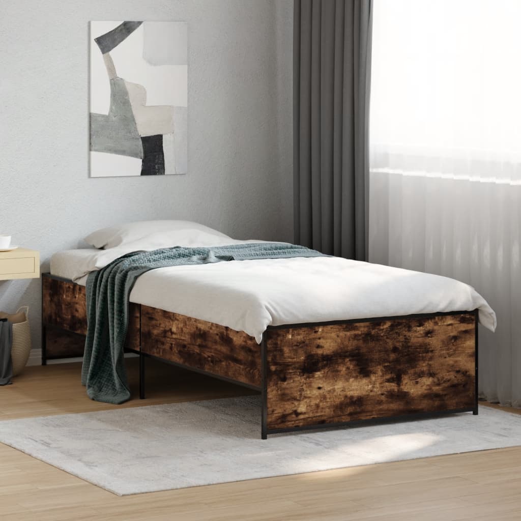 Bed Frame without Mattress Smoked Oak 100x200 cm