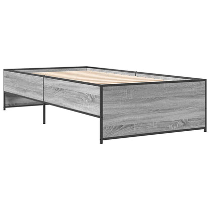 Bed Frame Grey Sonoma 100x200 cm Engineered Wood and Metal