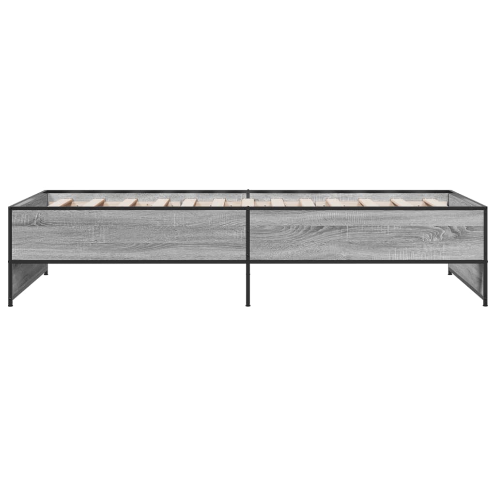 Bed Frame Grey Sonoma 100x200 cm Engineered Wood and Metal