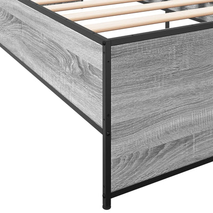 Bed Frame Grey Sonoma 100x200 cm Engineered Wood and Metal