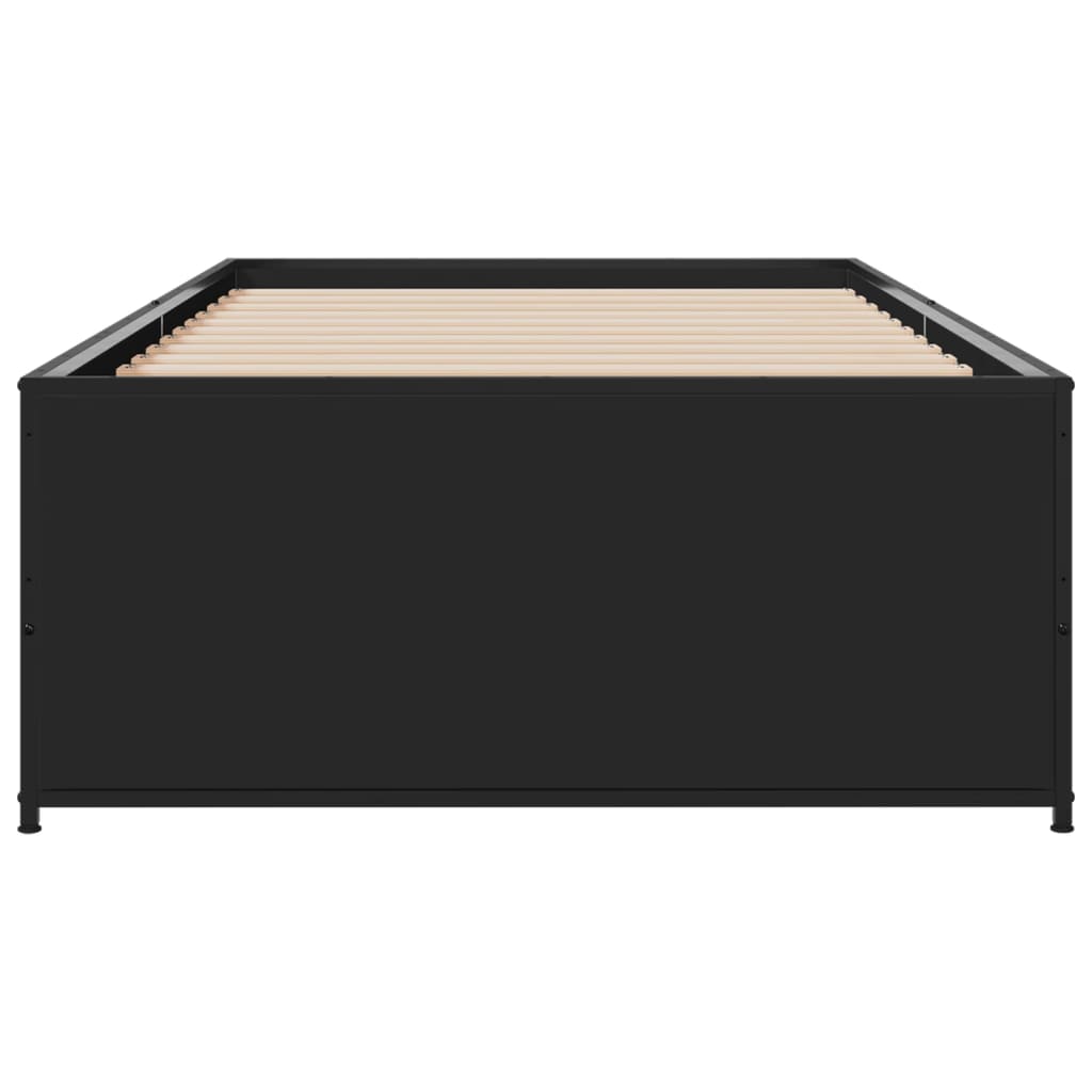 Bed Frame Black 90x200 cm Engineered Wood and Metal