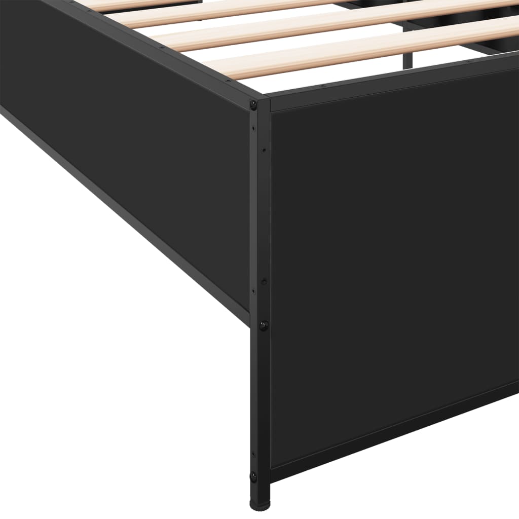 Bed Frame Black 90x200 cm Engineered Wood and Metal