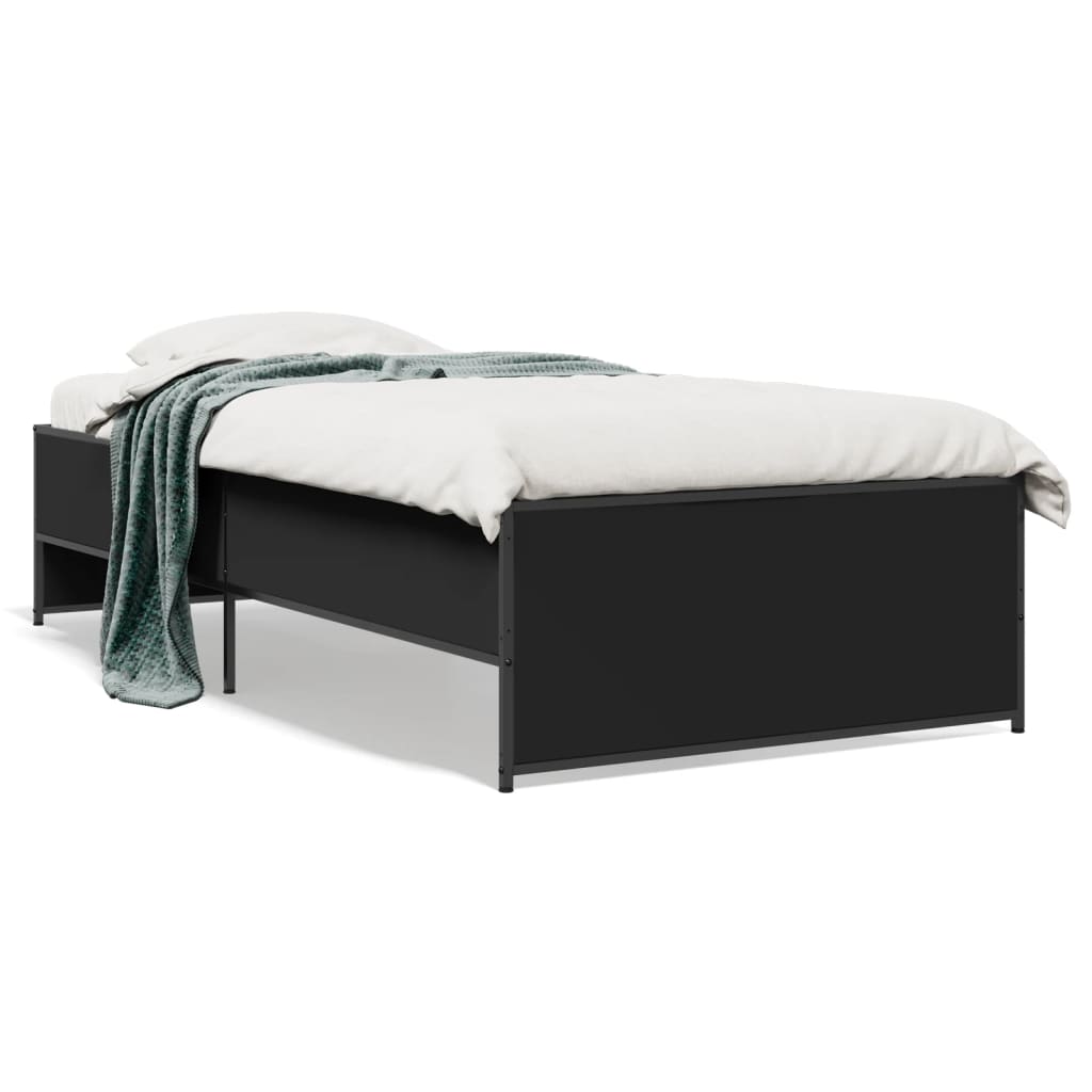 Bed Frame Black 90x200 cm Engineered Wood and Metal