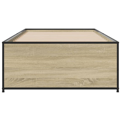 Bed Frame Sonoma Oak 90x200 cm Engineered Wood and Metal