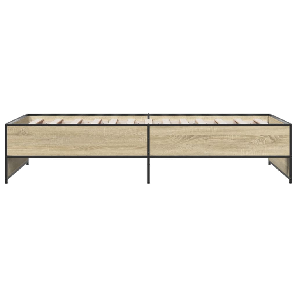 Bed Frame Sonoma Oak 90x200 cm Engineered Wood and Metal