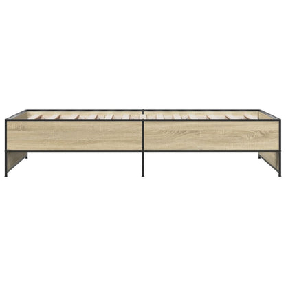 Bed Frame Sonoma Oak 90x200 cm Engineered Wood and Metal