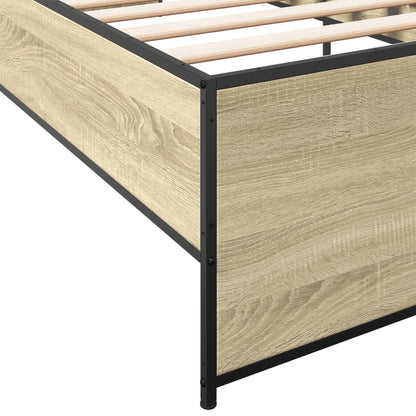 Bed Frame Sonoma Oak 90x200 cm Engineered Wood and Metal