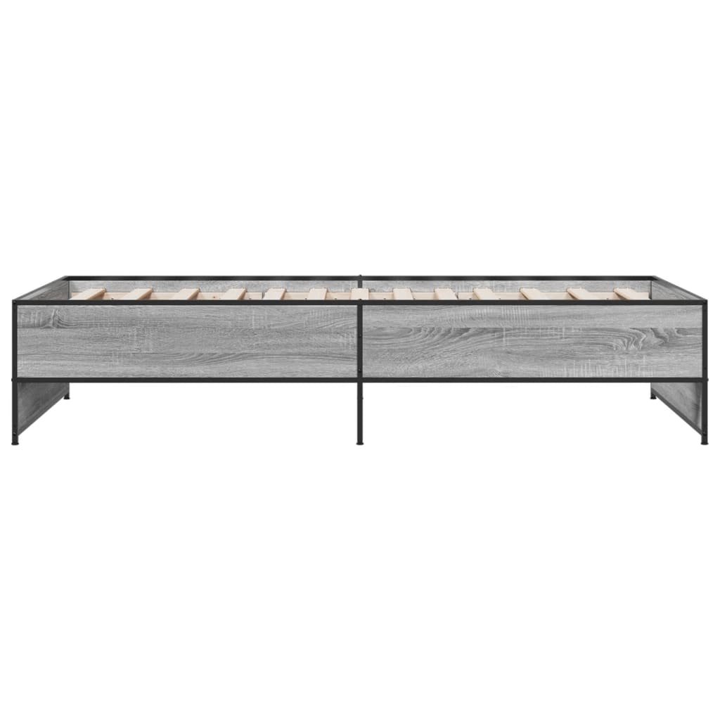 Bed Frame Grey Sonoma 90x200 cm Engineered Wood and Metal