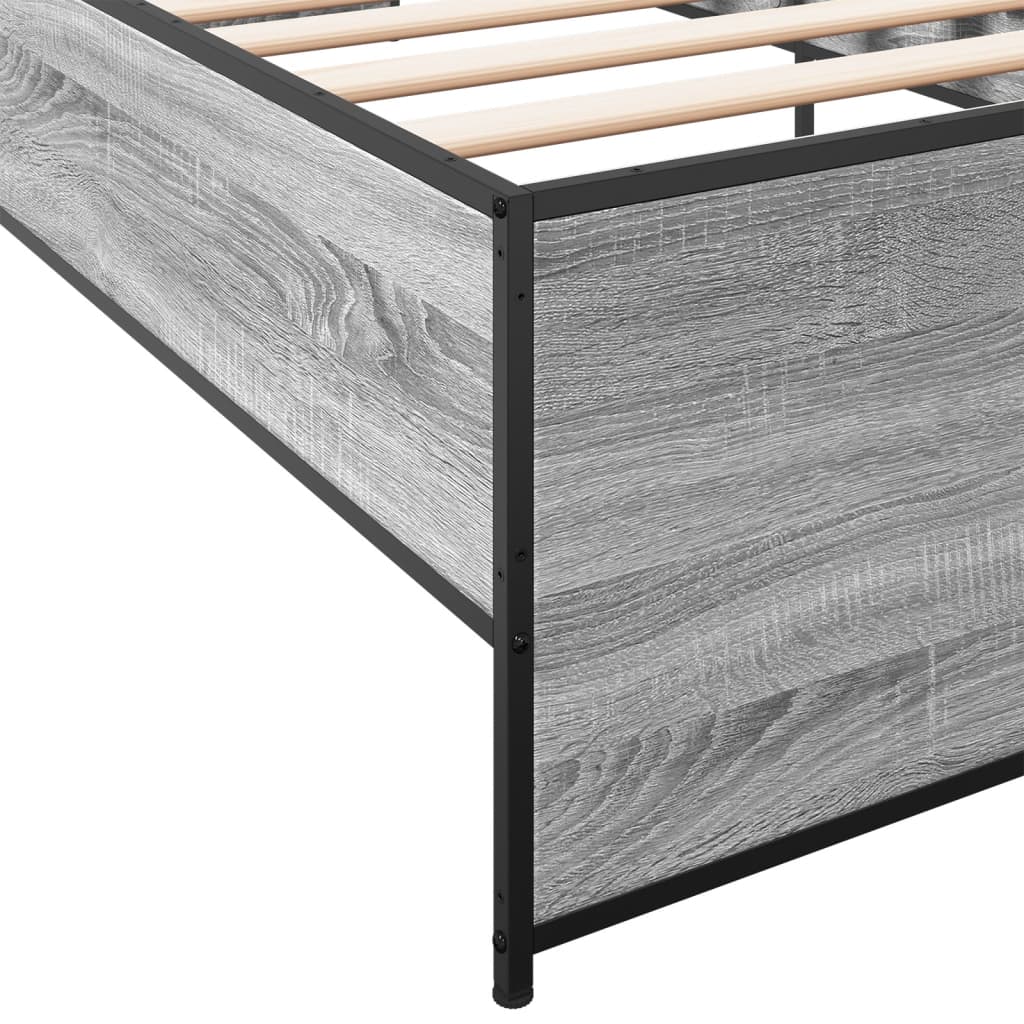 Bed Frame Grey Sonoma 90x200 cm Engineered Wood and Metal