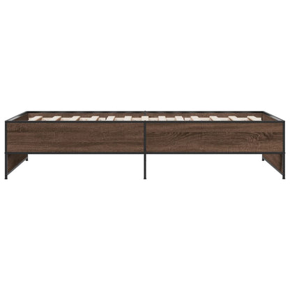 Bed Frame Brown Oak 90x200 cm Engineered Wood and Metal