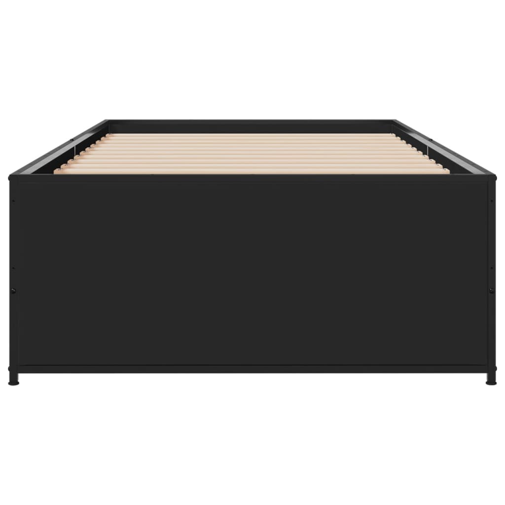 Bed Frame Black 90x190 cm Single Engineered Wood and Metal