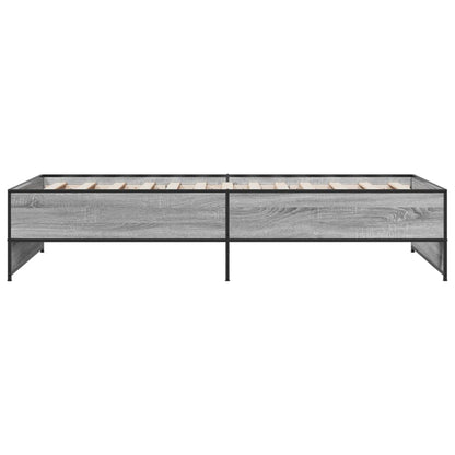 Bed Frame Grey Sonoma 90x190 cm Single Engineered Wood and Metal