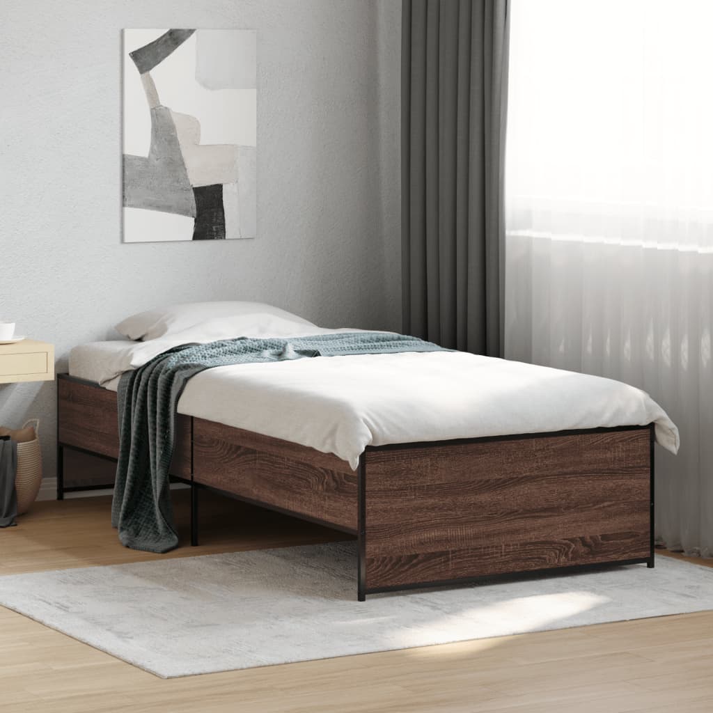 Bed Frame without Mattress Brown Oak 90x190 cm Single