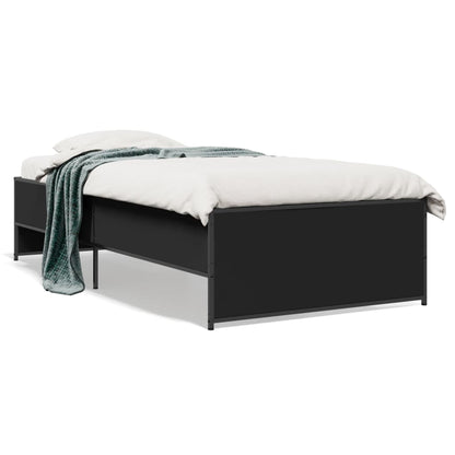 Bed Frame Black 75x190 cm Small Single Engineered Wood and Metal